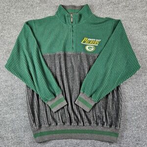 Vintage Green‎ Bay Packers Lee Sport Pullover Sweater Mens M NFL 1/4 Zip Green
